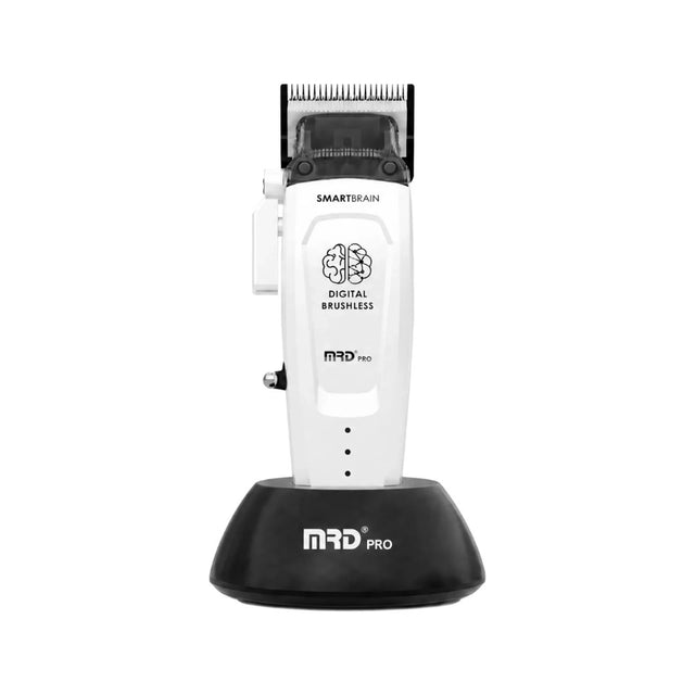 MRD Pro Smart Brain HC-90-4 Haarschneidemaschine, Weiß – BLDC-Motor, DLC-Klinge, 6 magnetische Aufsätze